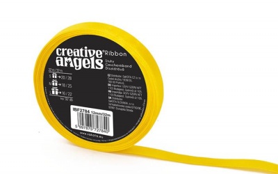 Szatén szalag, 12 mm x 32 m, sárga