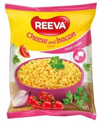 Instant tésztaleves, 60 g, REEVA, sajtos-baconos íz